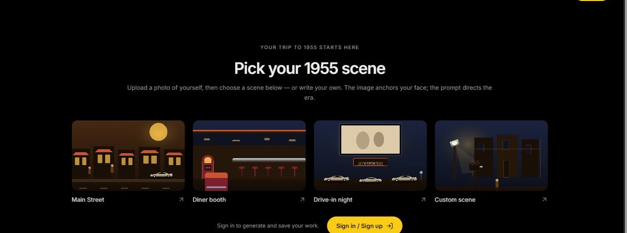 Upload your photo in the 1955 AI workspace